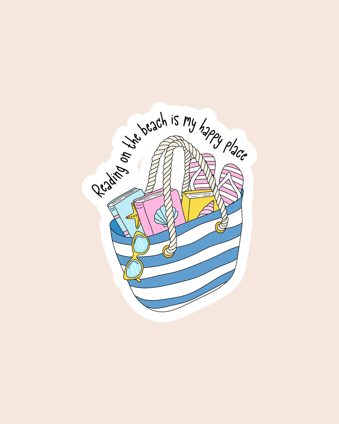 Reading on the Beach Is My Happy Place Sticker