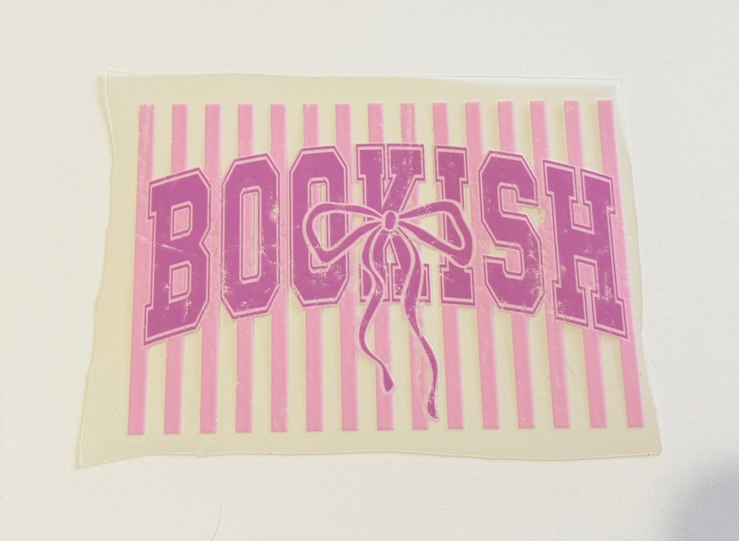 Pink Bookish Varsity UV DTF Decal