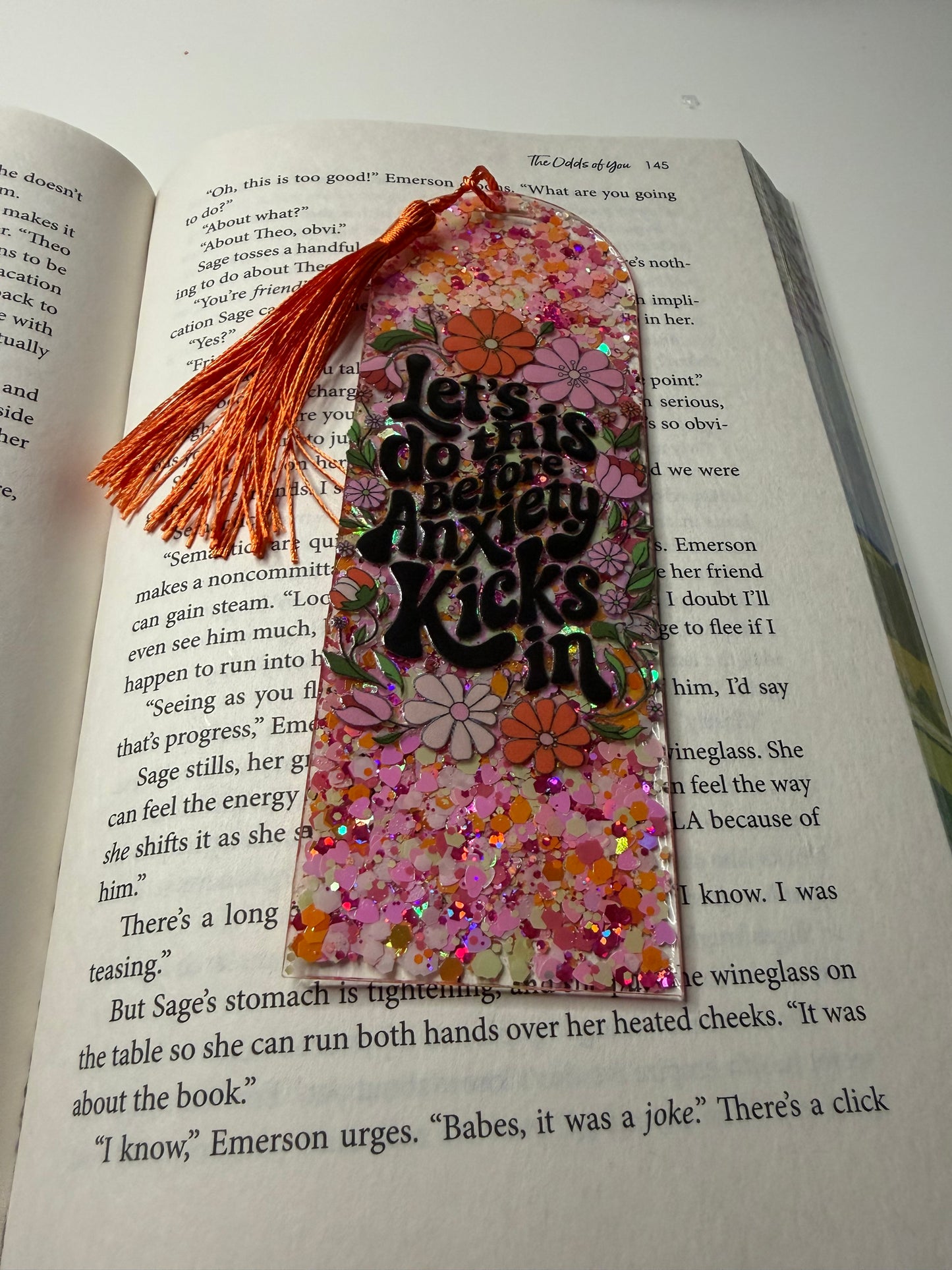 Anxiety Glitter Resin Bookmark