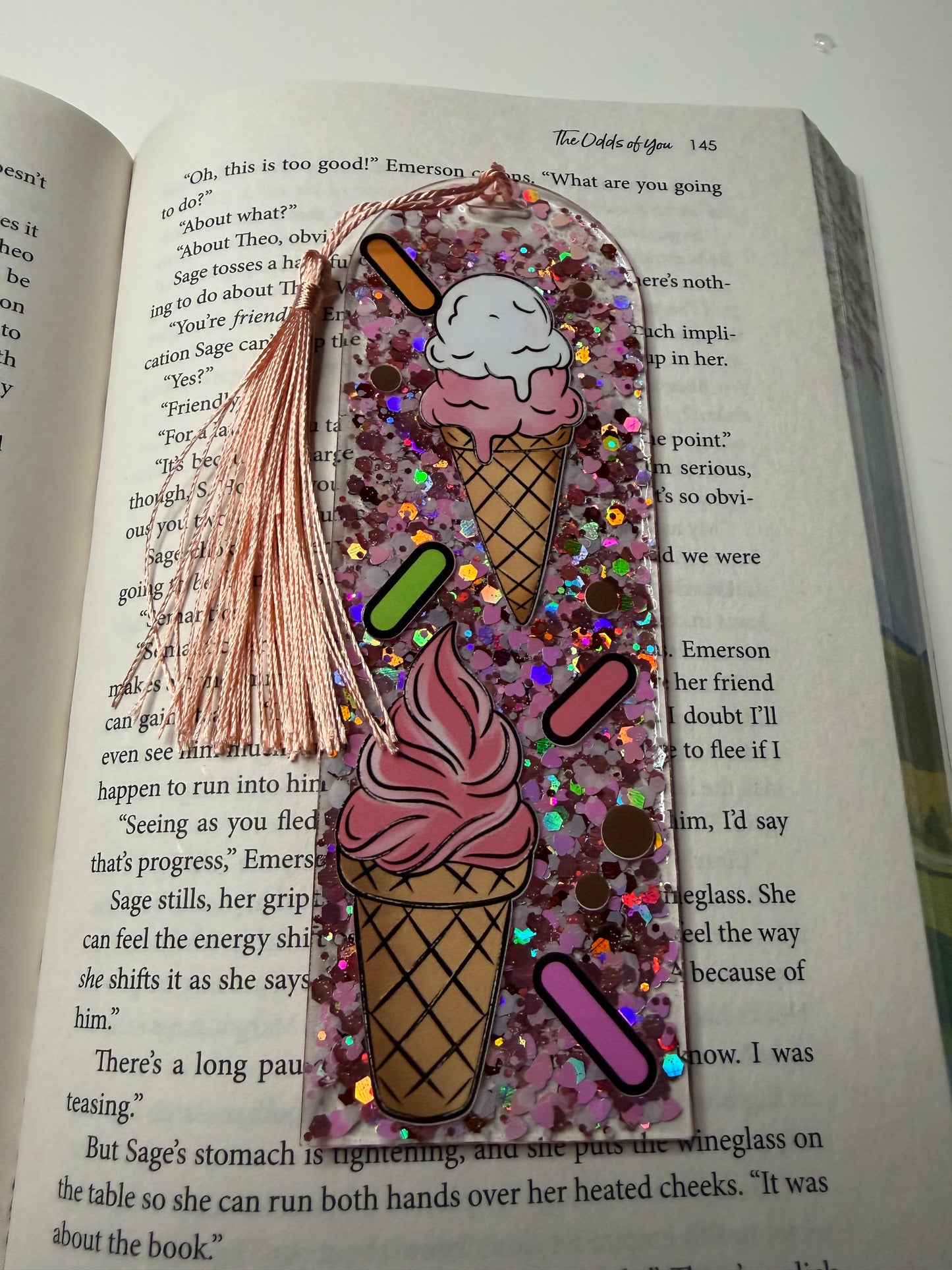 Ice Cream Glitter Resin Bookmark