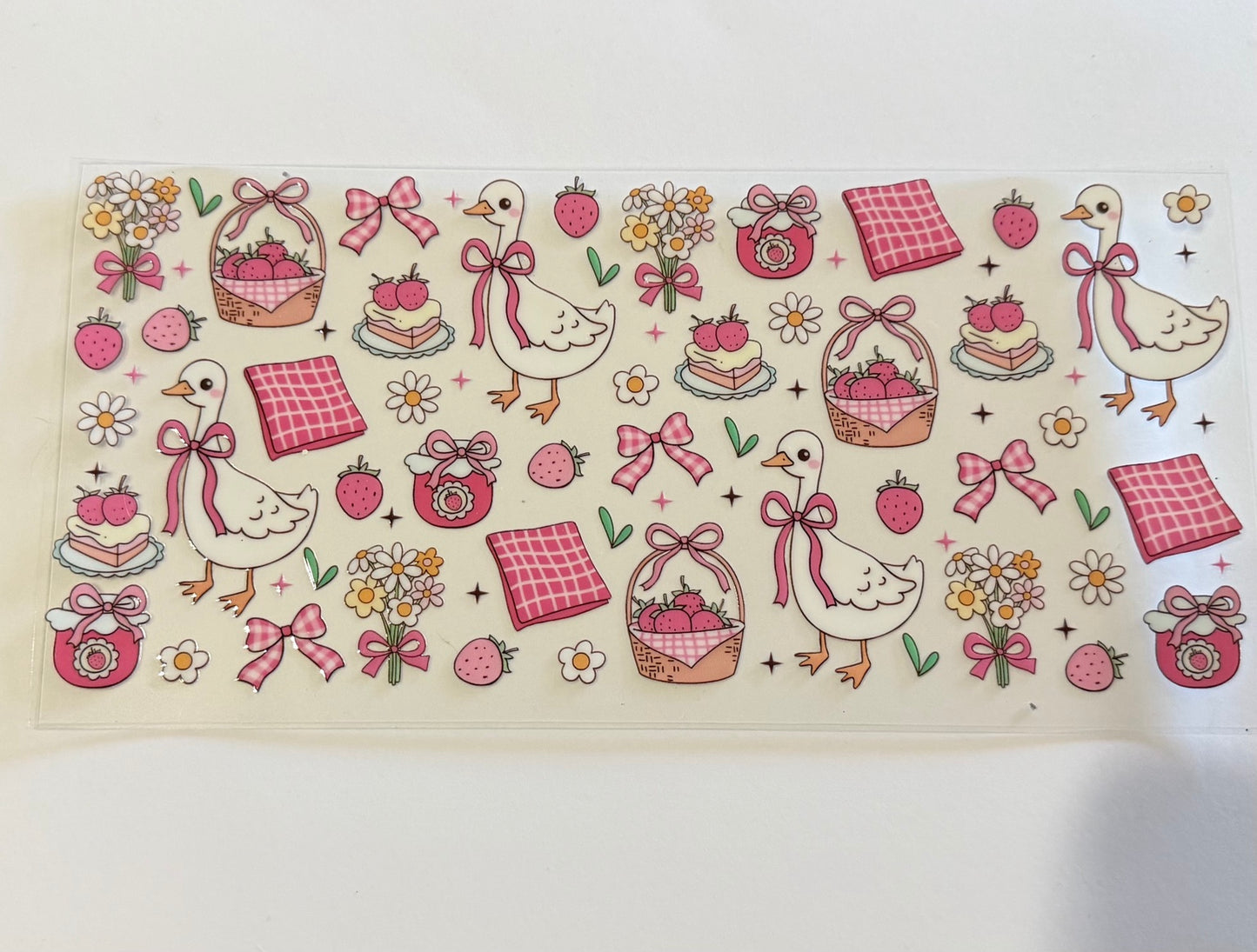 Strawberry Picnic Goose UV DTF Wrap
