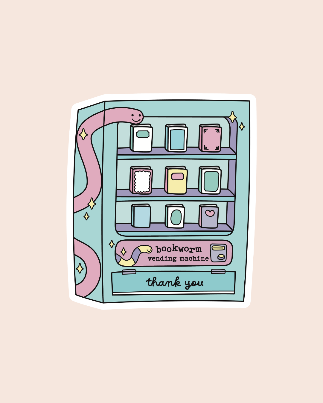 Bookworm Vending Machine Sticker
