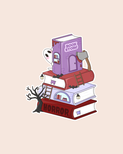 Horror Book Stack Sticker