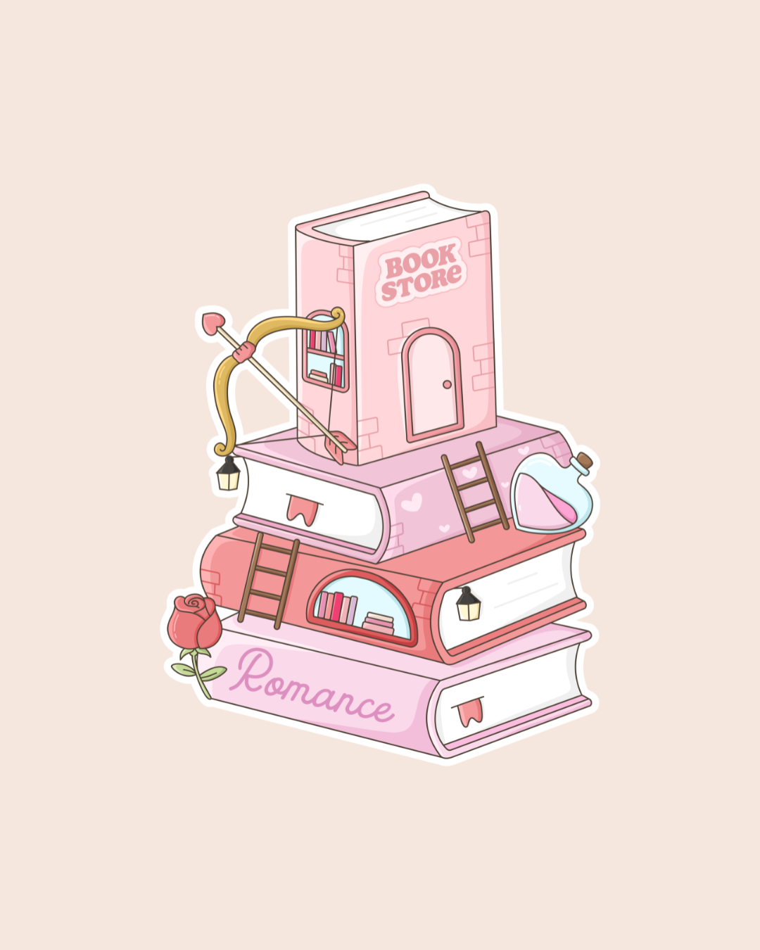 Romance Book Stack Sticker