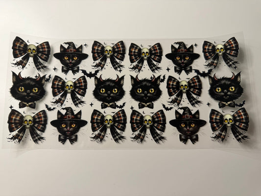 Black Cat & Plaid Bows UV DTF Wrap