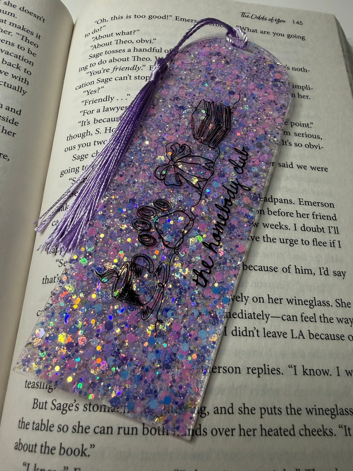 Homebody Club Glitter Resin Bookmark