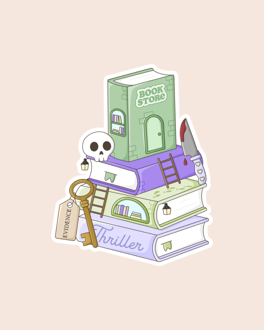 Thriller Book Stack Sticker