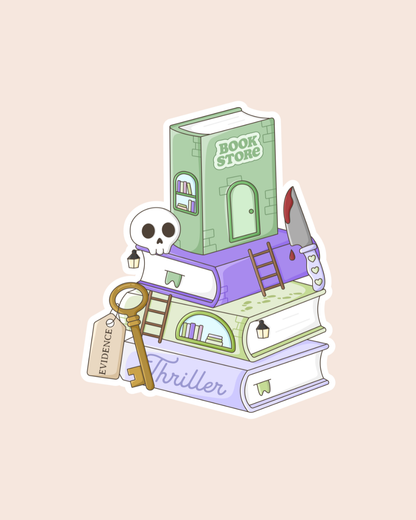 Thriller Book Stack Sticker