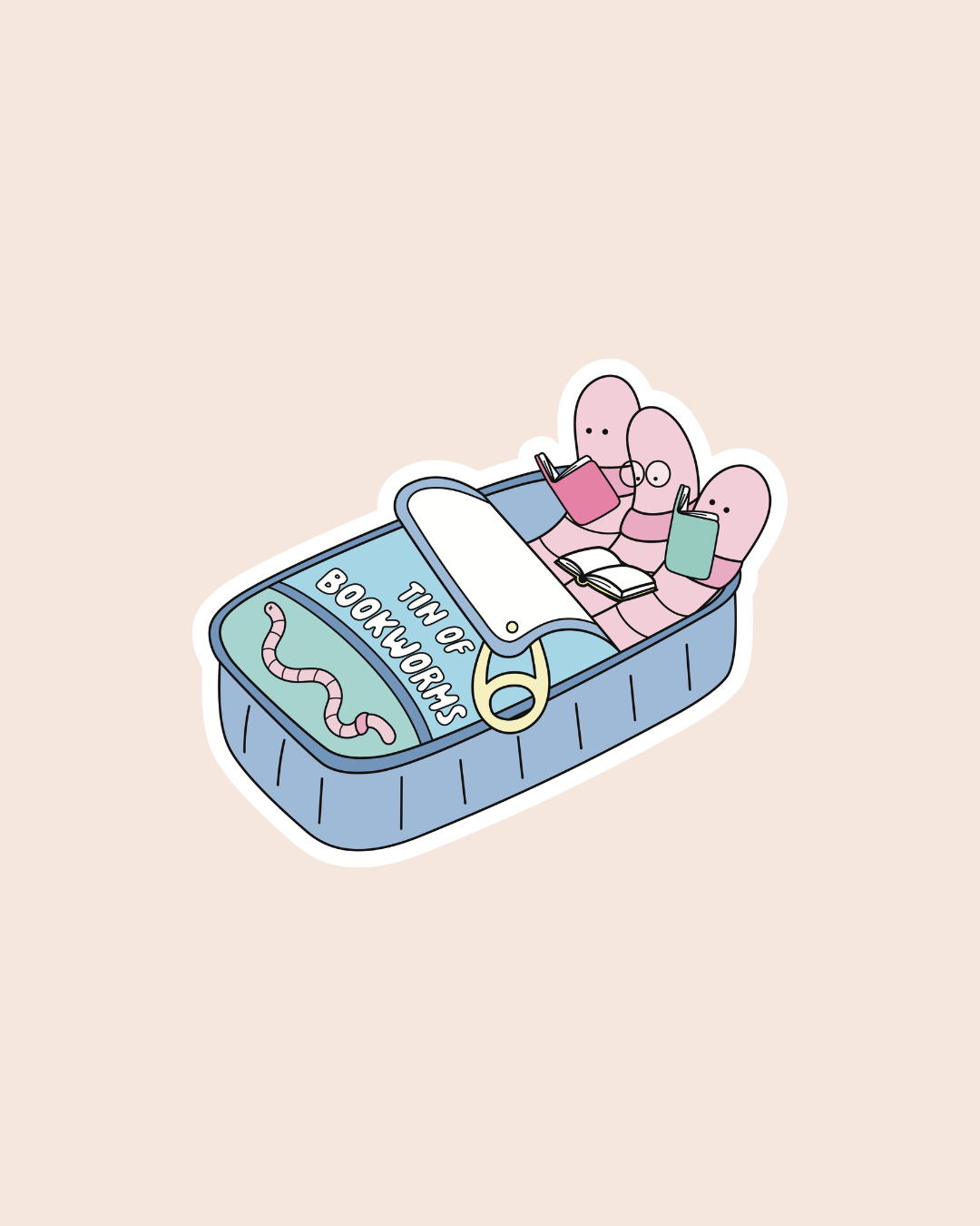 Tin of Bookworms Sticker