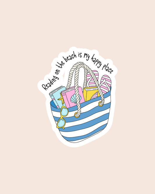 Reading on the Beach Is My Happy Place Sticker