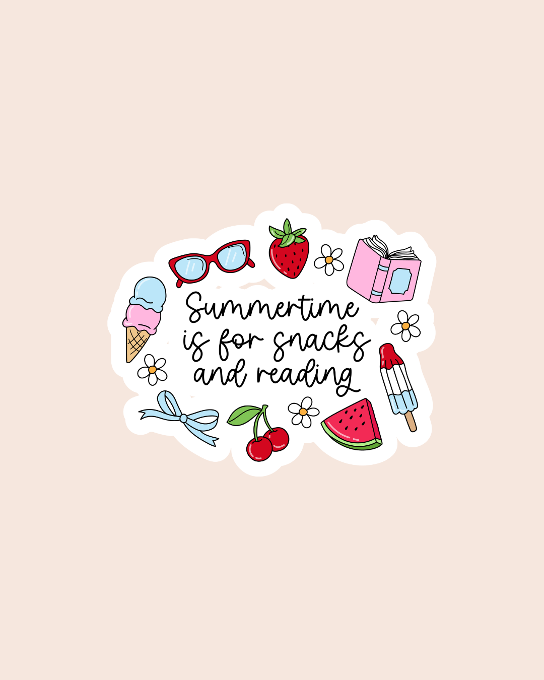 Summertime Is for Snacks and Reading Sticker