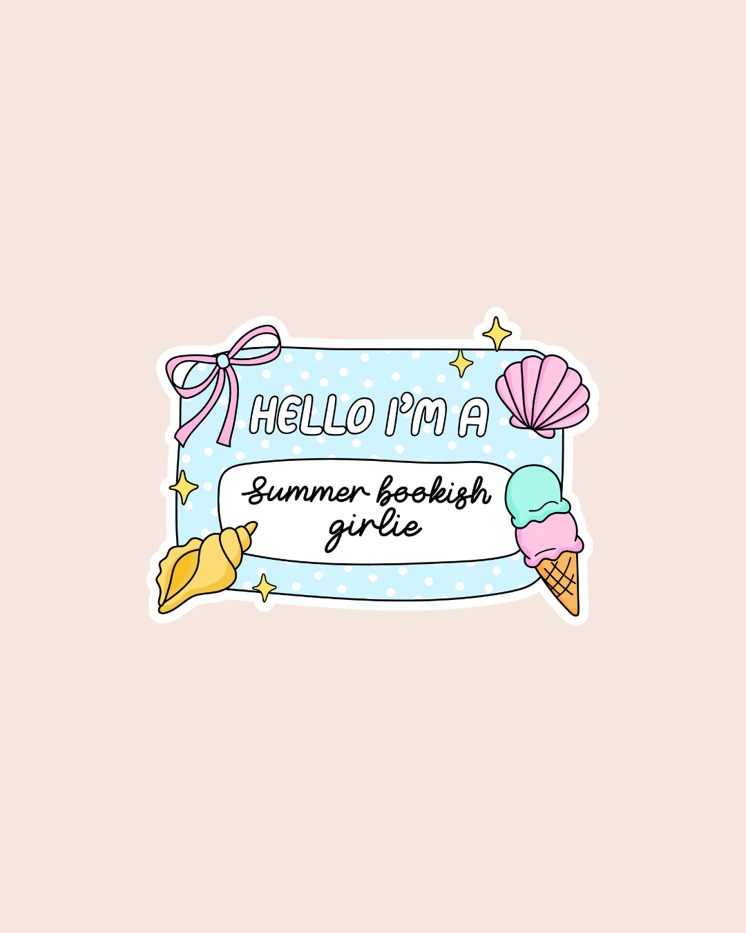 Hello, I'm a Summer Bookish Girlie Sticker