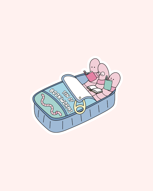 Tin of Bookworms Sticker