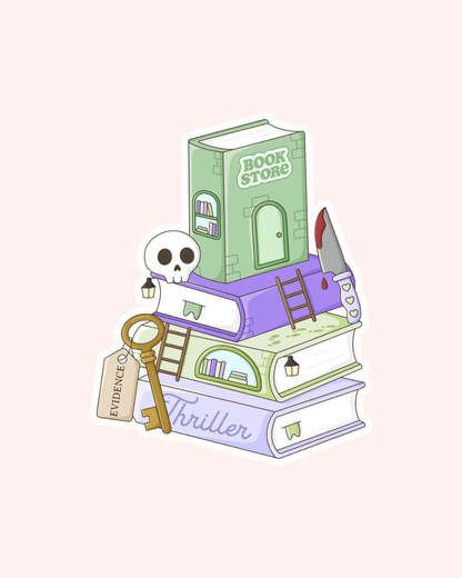 Thriller Book Stack Sticker