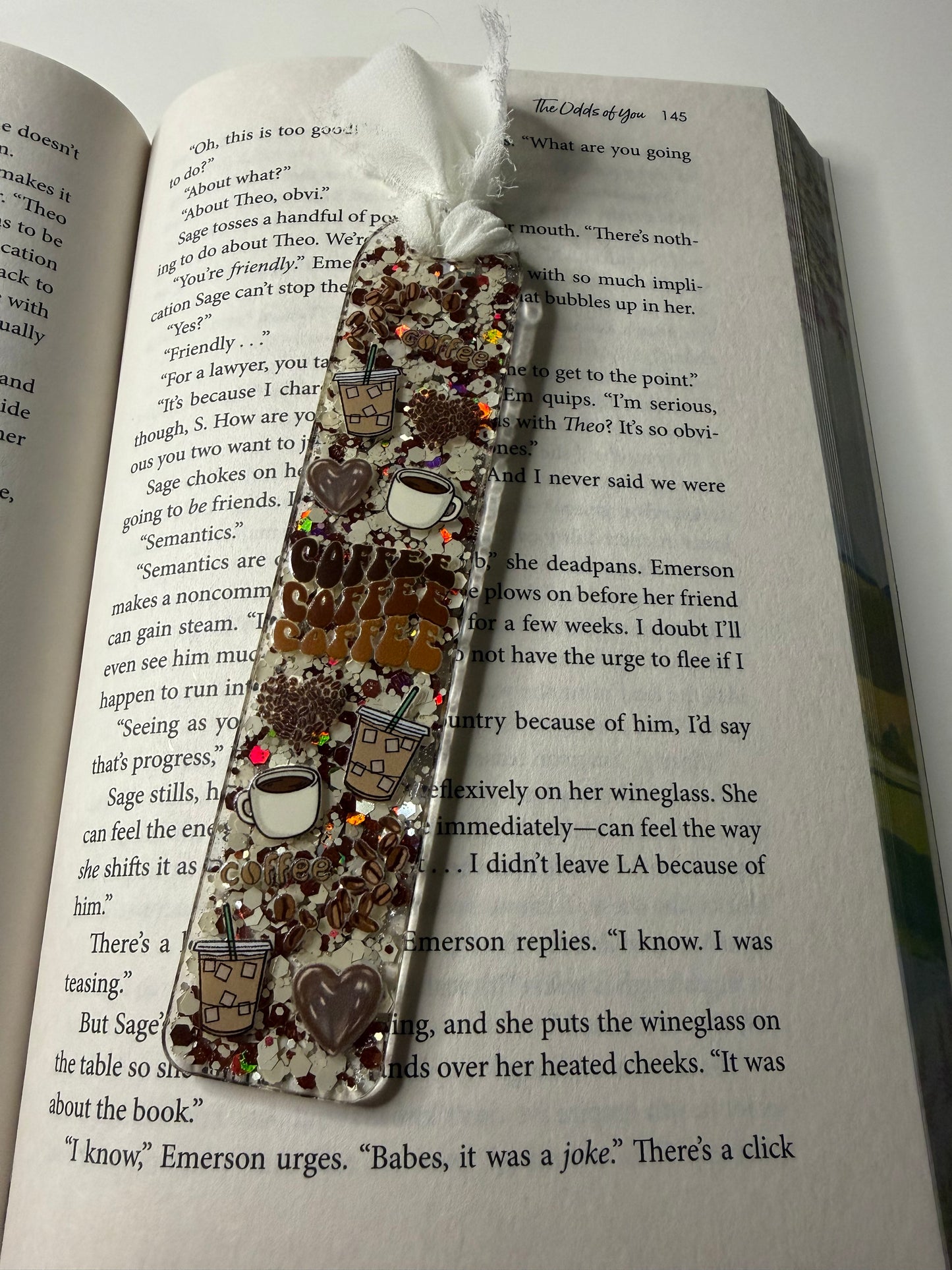 Coffee Glitter Resin Bookmark