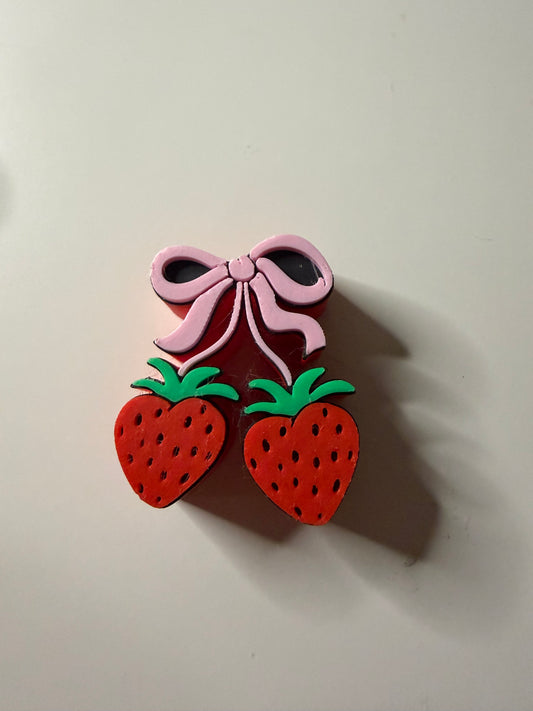 Strawberry Bow Straw Topper