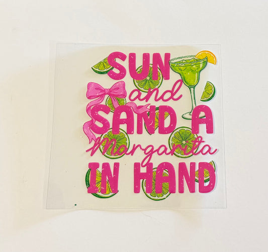 “Sun and Sand & Margaritas in Hand” UV DTF Decal
