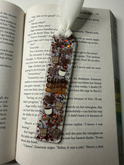 Coffee Glitter Resin Bookmark