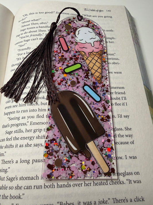 Ice Cream Glitter Resin Bookmark