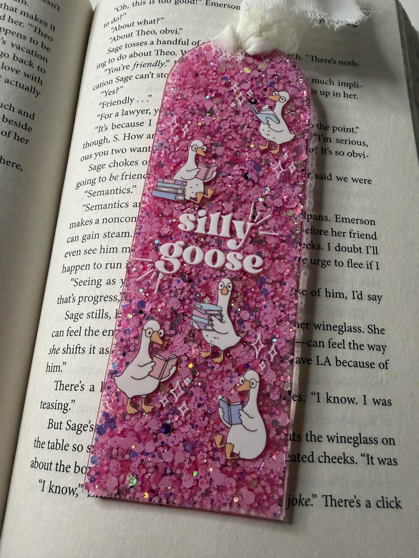 Silly Goose Glitter Resin Bookmark