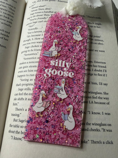 Silly Goose Glitter Resin Bookmark