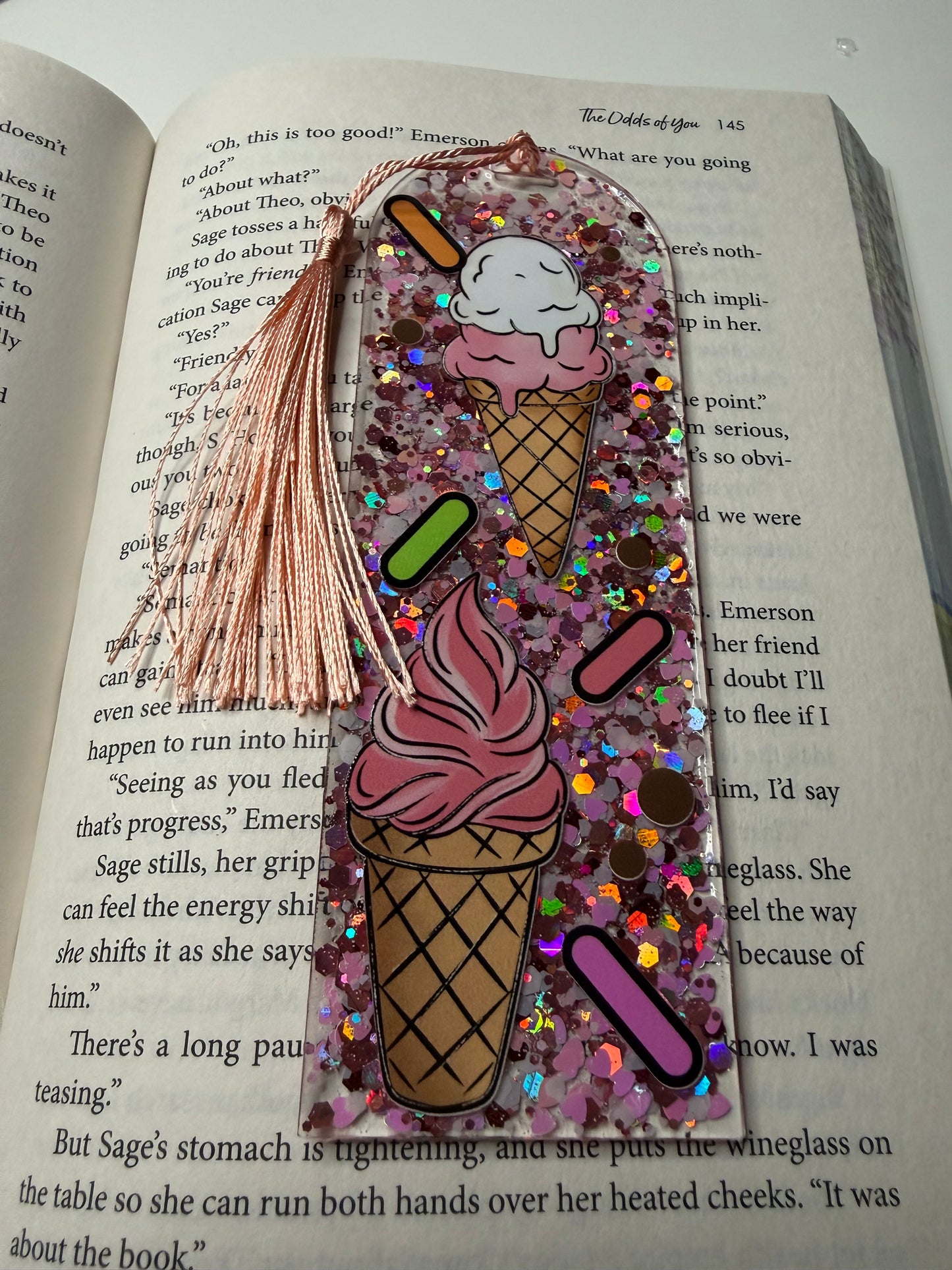 Ice Cream Glitter Resin Bookmark