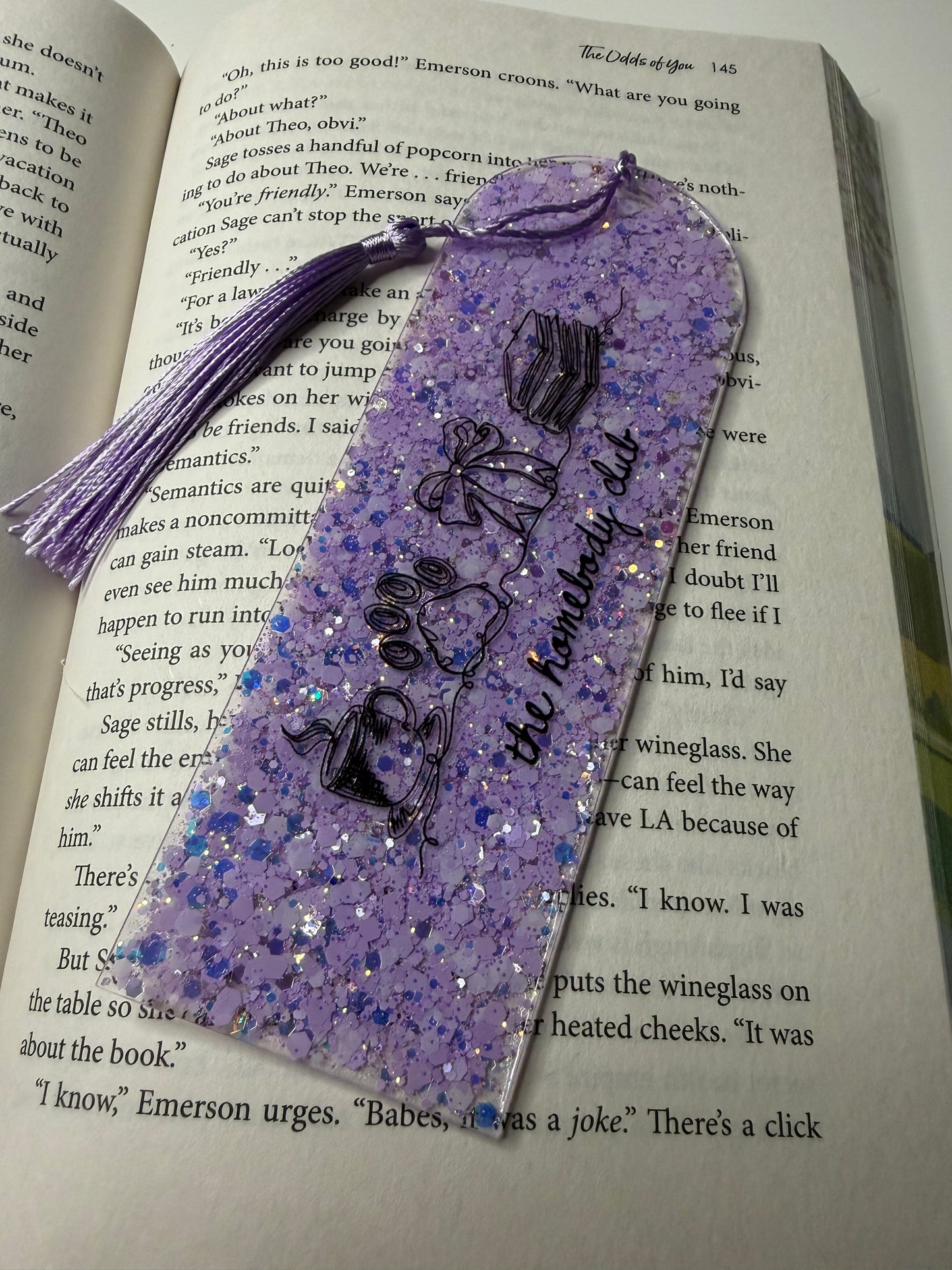 Homebody Club Glitter Resin Bookmark