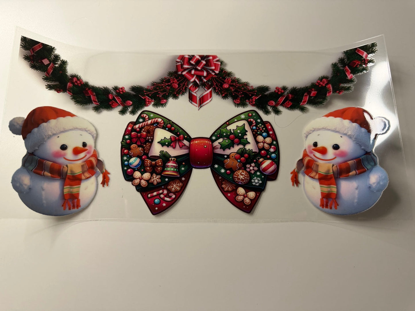 Christmas Bow & Snowman UV DTF Wrap
