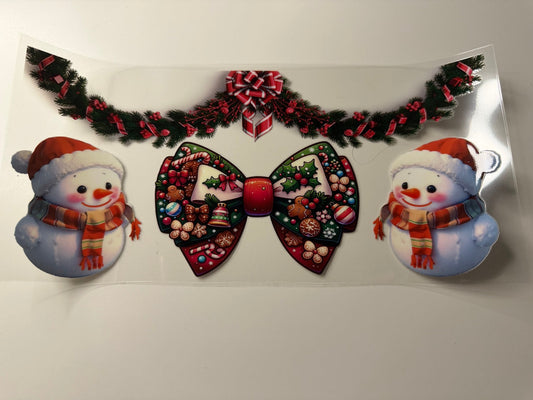 Christmas Bow & Snowman UV DTF Wrap
