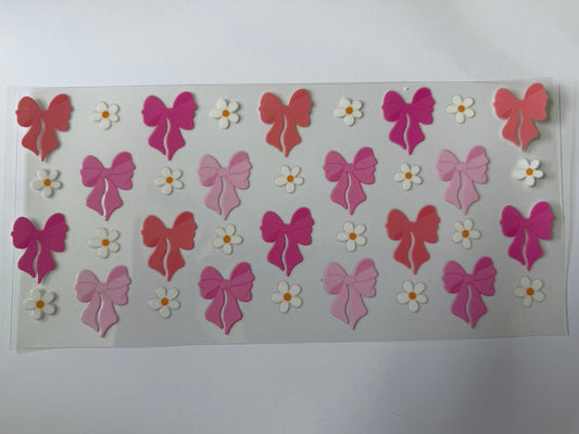 Pink Bow Daisy UV DTF Wrap