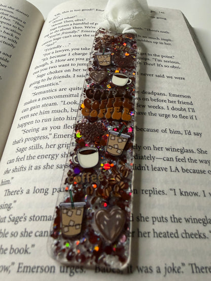 Coffee Glitter Resin Bookmark