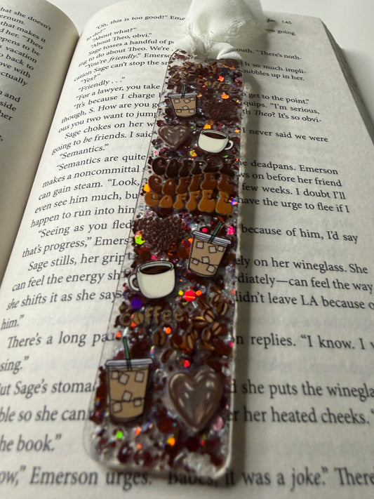 Coffee Glitter Resin Bookmark