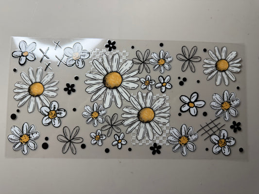 Checkered Flowers UV DTF Wrap