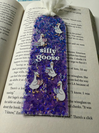 Silly Goose Glitter Resin Bookmark