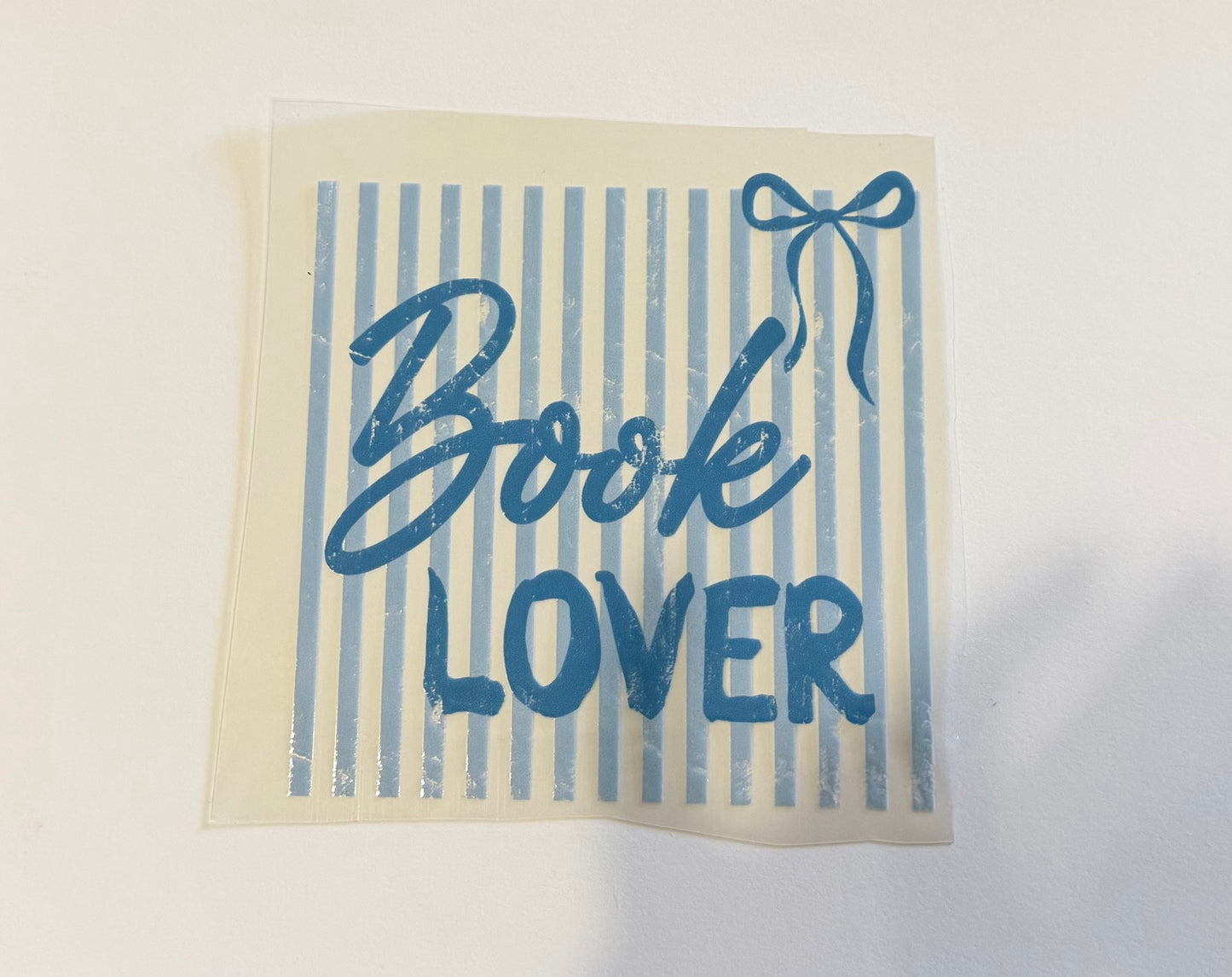 Blue “Book Lover” UV DTF Decal