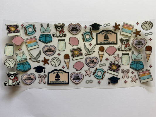 Collection of various small stickers on a white background