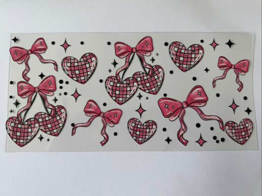 Pink Bow & Disco Heart UV DTF Wrap