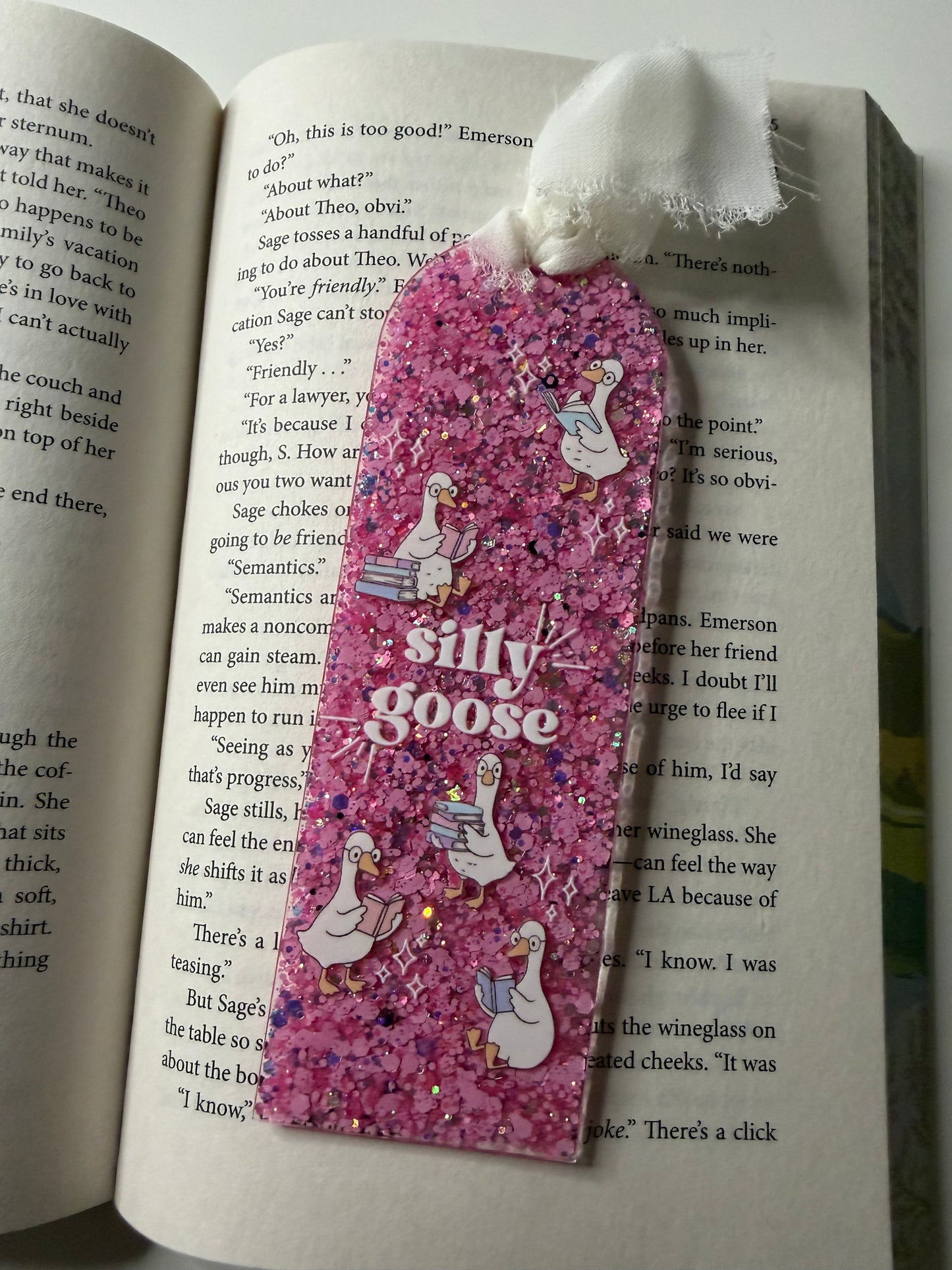 Silly Goose Glitter Resin Bookmark