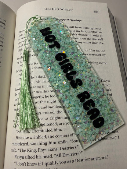 Hot Girls Read Glitter Resin Bookmark