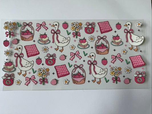 Strawberry Picnic Goose UV DTF Wrap
