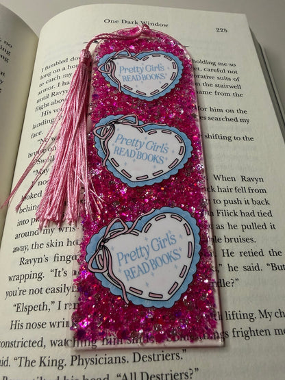 Pretty Girls Read Books Glitter Resin Bookmark