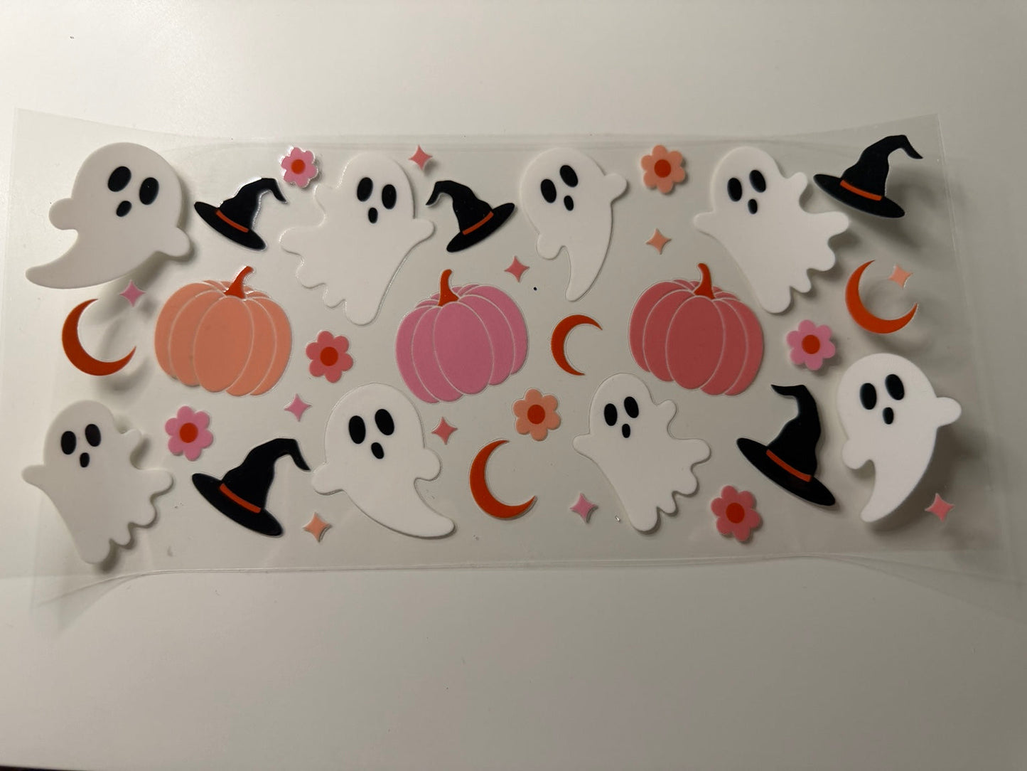 Pink Ghosts & Pumpkins UV DTF Wrap