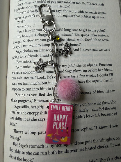 "Happy Place" Chapter & Charm Keychain
