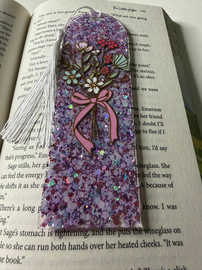 Flower Bouquet Glitter Resin Bookmark