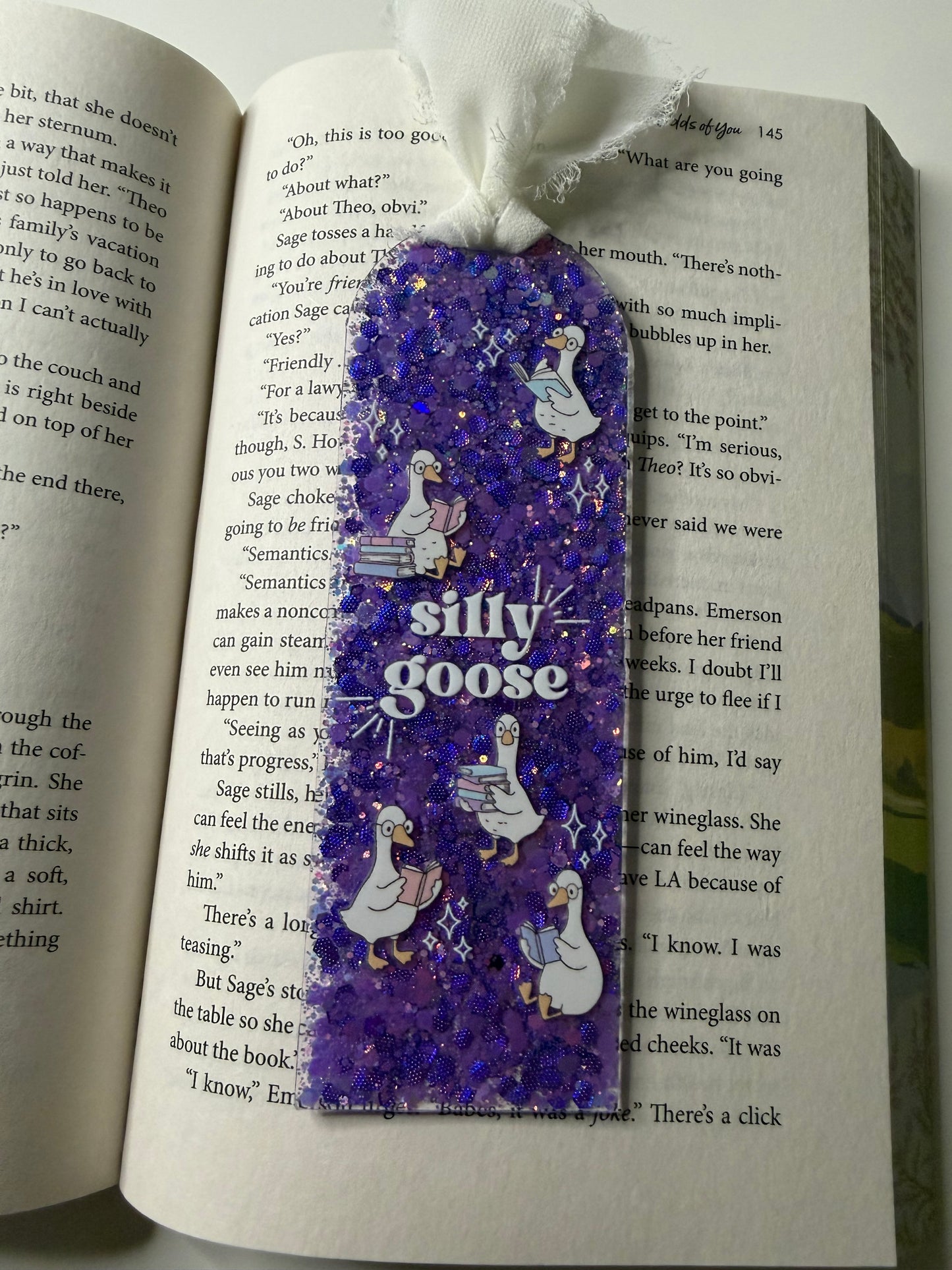 Silly Goose Glitter Resin Bookmark