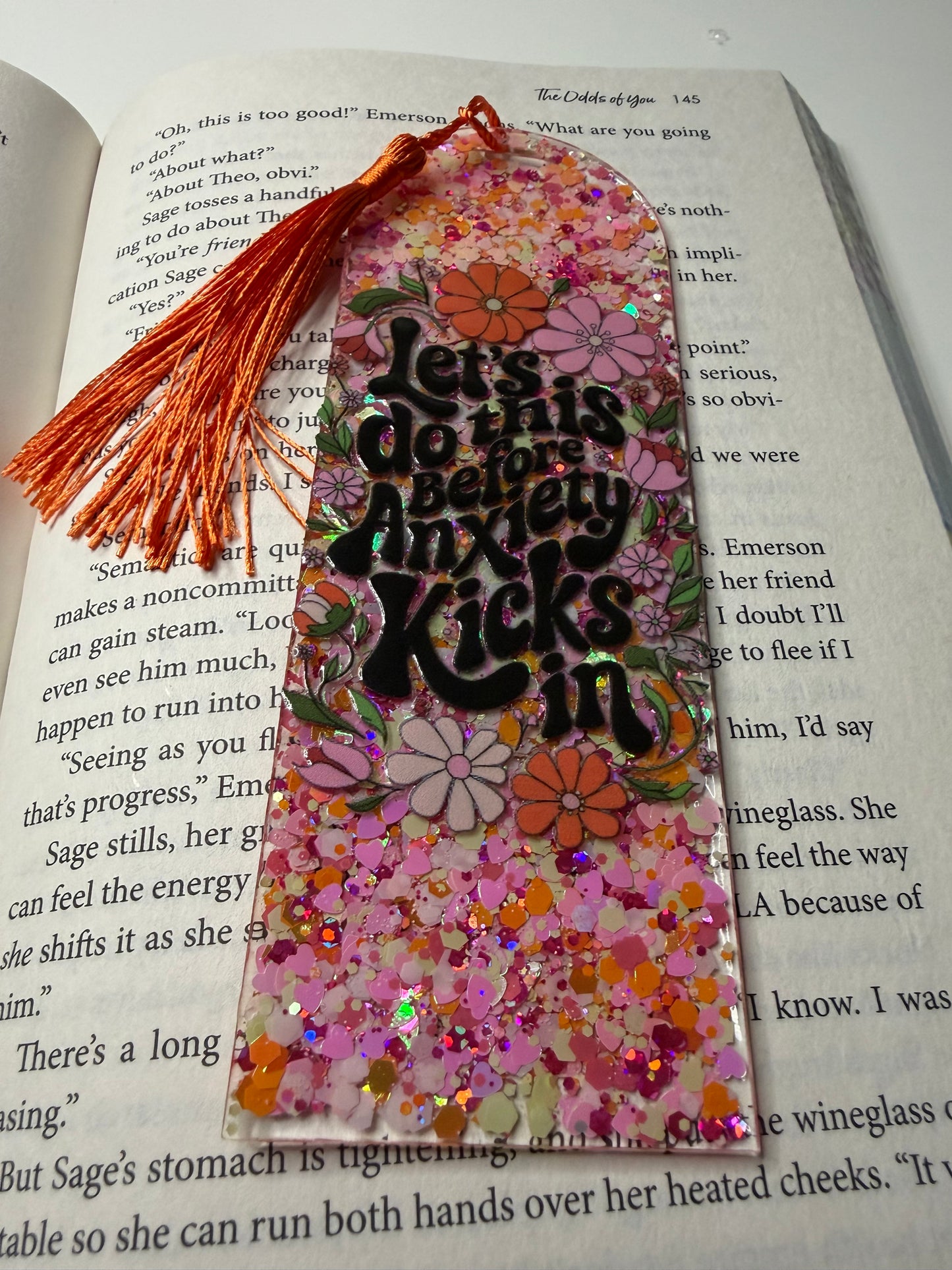 Anxiety Glitter Resin Bookmark