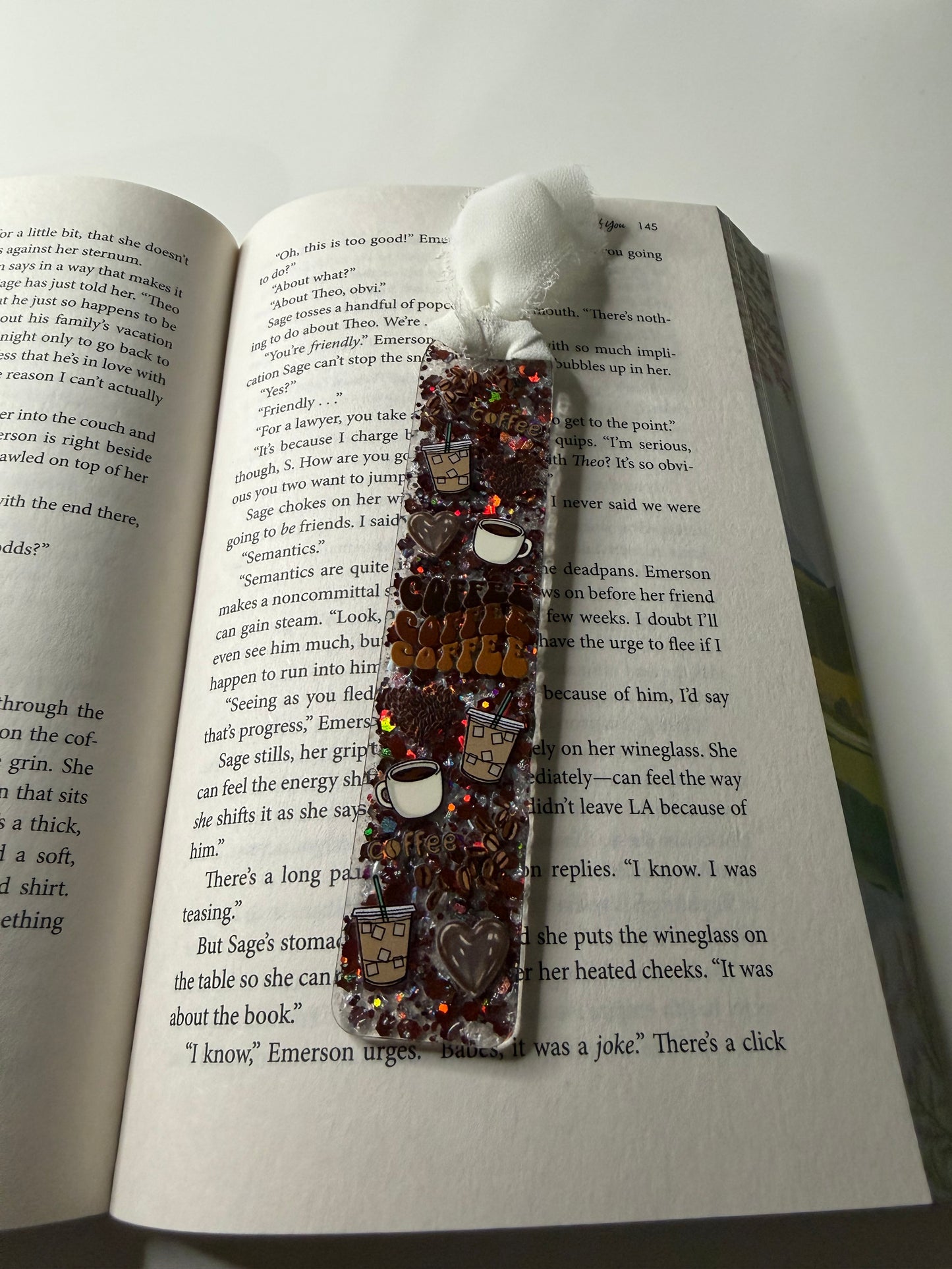 Coffee Glitter Resin Bookmark