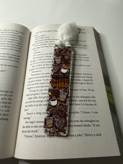 Coffee Glitter Resin Bookmark