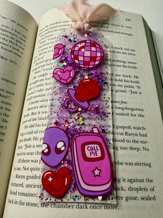 90s Pop Culture Glitter Resin Bookmark