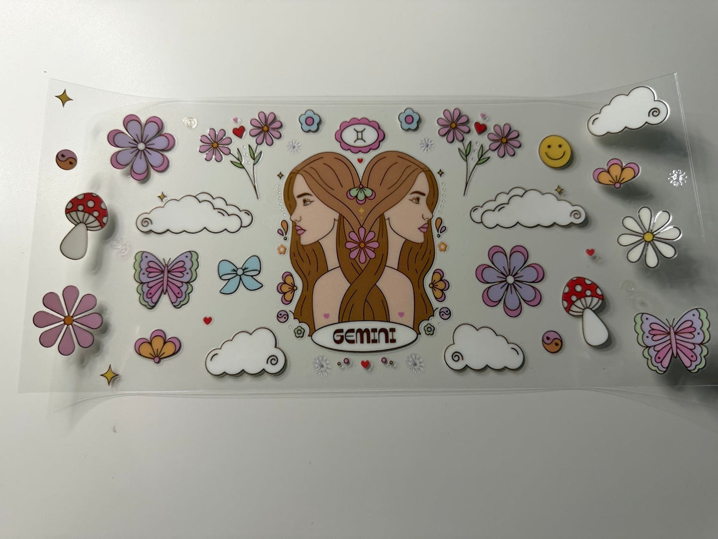 Gemini Zodiac Floral UV DTF Wrap